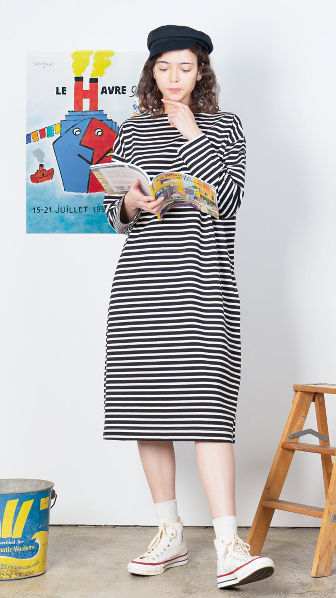 BOAT NECK LONG SLEEVE ONE PIECE